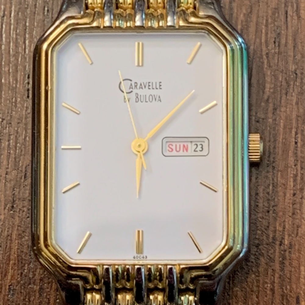 Caravelle by Bulova Two Tone Rectangular Watch